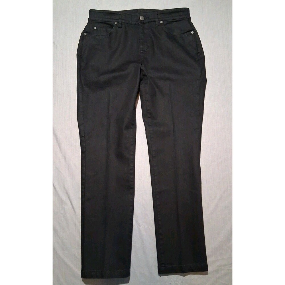 EILEEN FISHER Jeans 6P Petite Denim Low Rise Skinny Ankle 5-Pocket Stretch Black